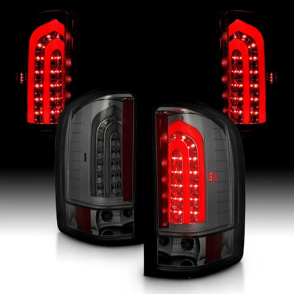 

for 2007-2013 Chevy Silverado | GMC Sierra Heavy Duty Smoke Tube Taillights Rear Lamp Assembly Set - Passenger and Driver Side