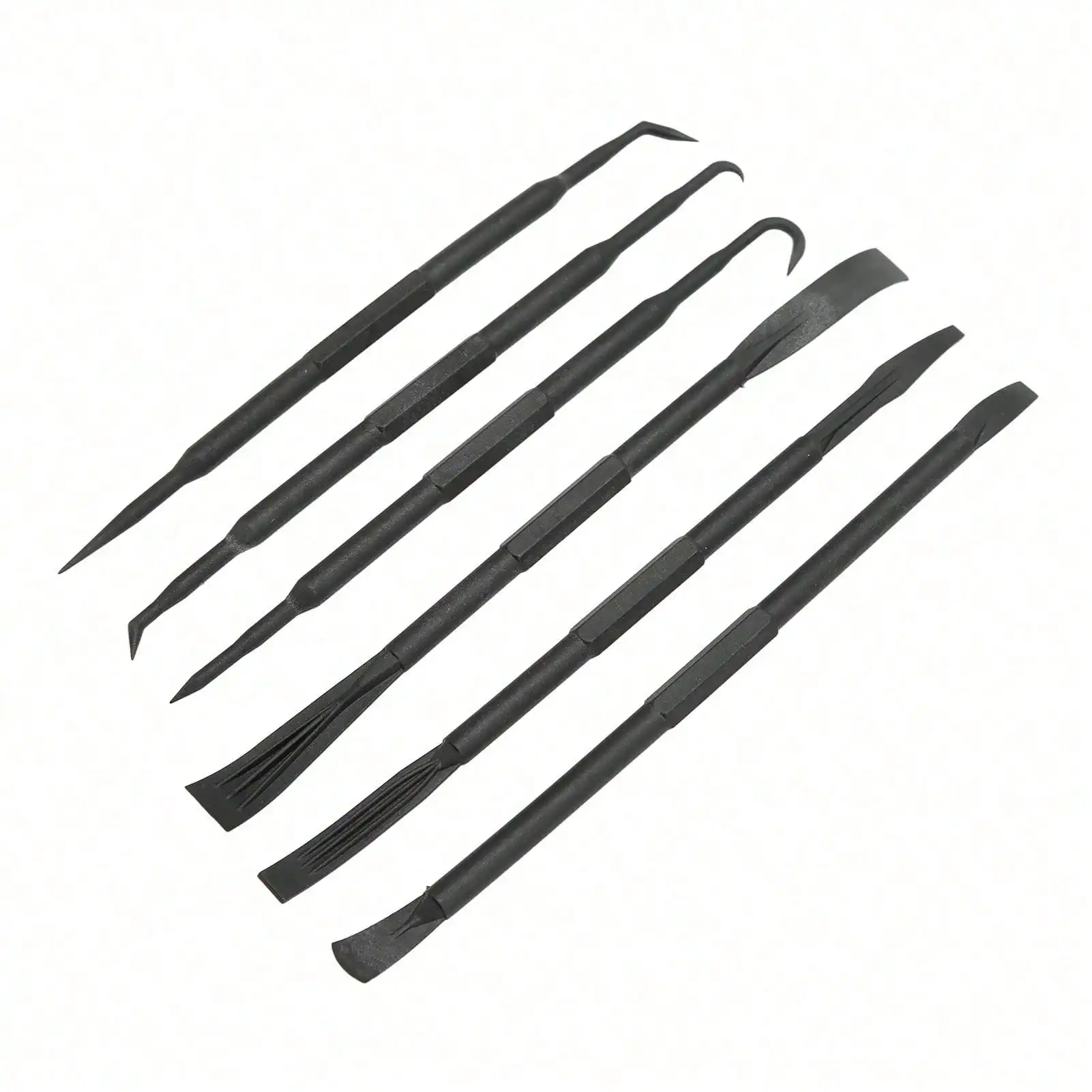 مجموعة خطافات قضيب التحديق مكونة من 6 قطع: بلاستيك ABS مزدوج الأطراف (أسود) لإزالة حلقات O وإزالة ملحقات الختم