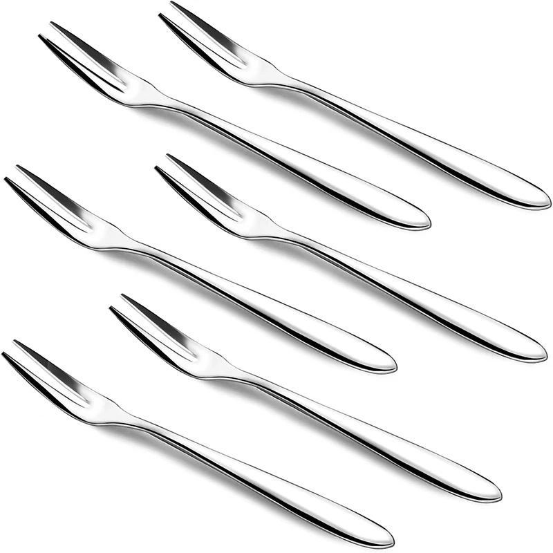 6Pcs Stainless Steel Fruit Forks with Storage Box 13cm Dessert Cake Salad Forks Tasting Appetizer Fork Cocktail Forks Tableware