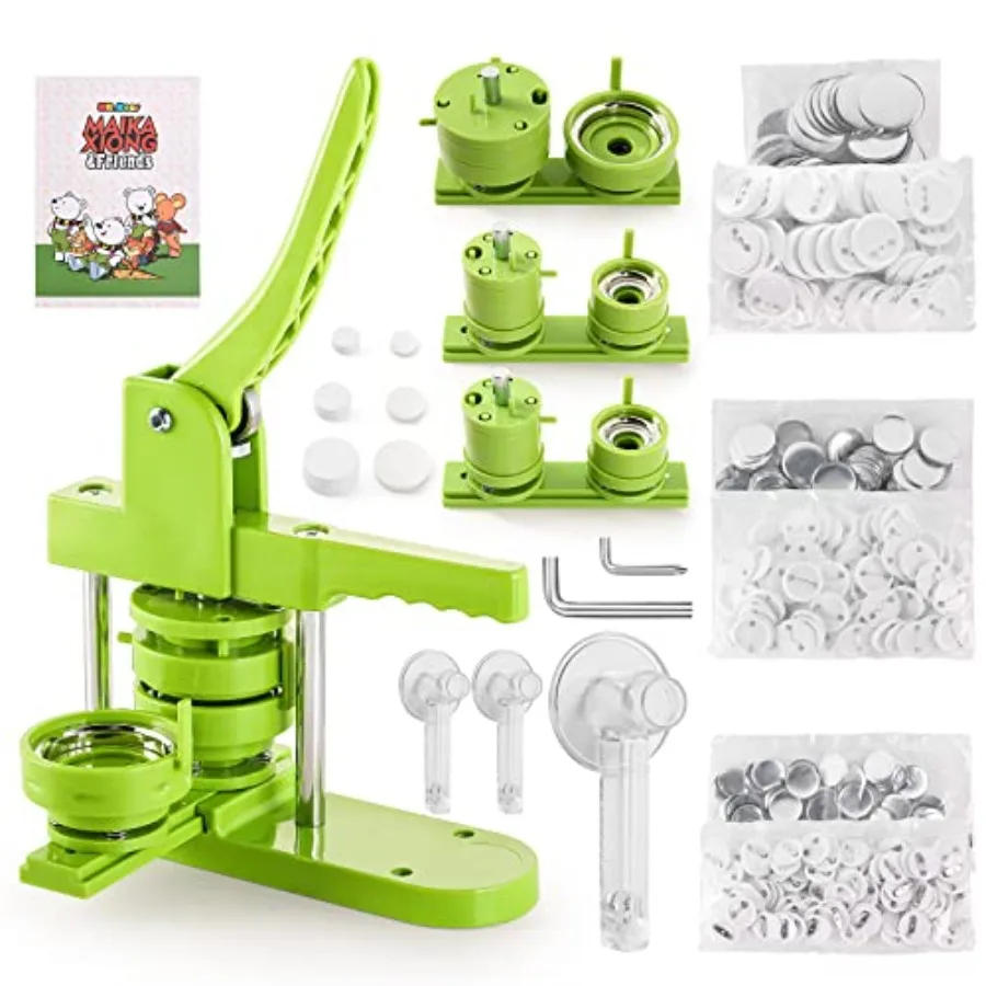 

3 in 1 Button Maker MachineMultiple Sizes 1/1.25/2.25 inch DIY Pin Badge Press Kit with Circle Cutter 300pcs Button Parts Perfe