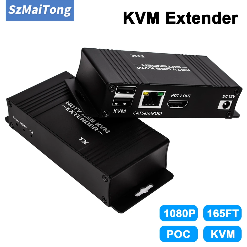 USB HD KVM extender splitter over Ethernet 1080P Extender 60m Extender splitter HDMI-Compatible Loop for Mouse Keyboard PC