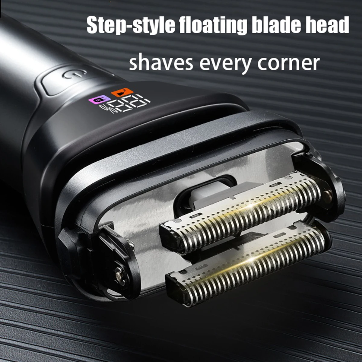 Men's electric shaver Home beard trimmer 3 Knife Net 7000RPM 1200mAh high-capacity battery Fully washable LED digital display