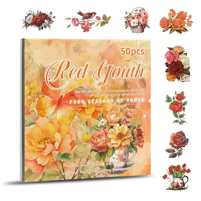 

NEW_Flower Sticker, Transparent Stickers and Material Paper Red