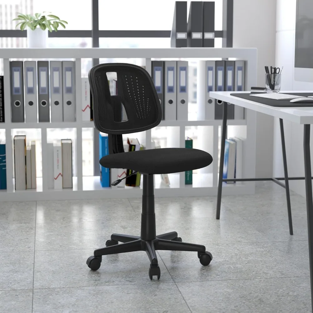 Mid-Back Swivel Ergonomic Mesh Office Chair with Pivot Back and Height-Adjustable Features