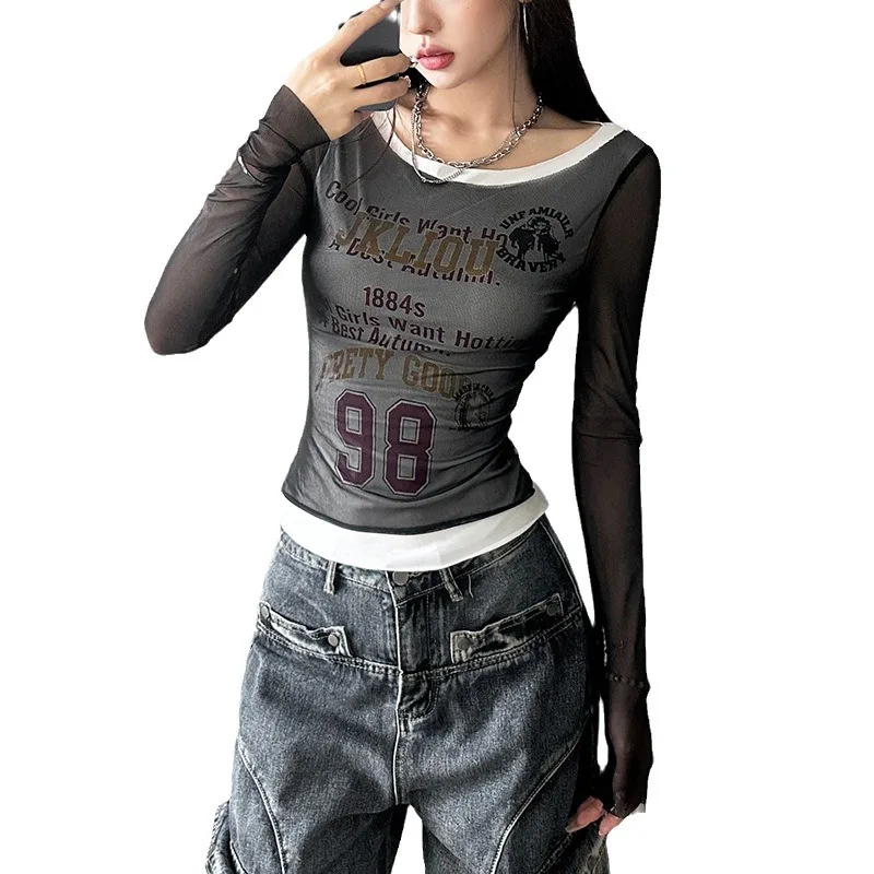 

Длинный све све с принтом в стиле ретро, модный женский топ с трансграничным принтом, осеннее новое поступление, трикотаж из полиэстера