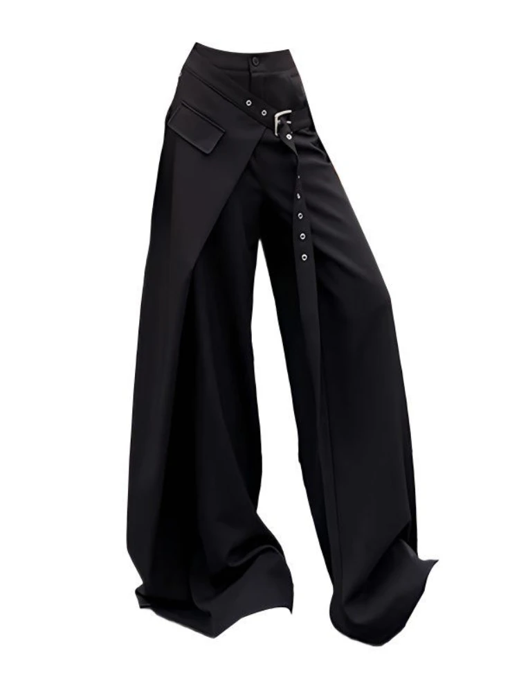 

Japanese Y2K Harajuku style hot girl trend false two-piece suits wide leg pants autumn American retro loose floor women's pants