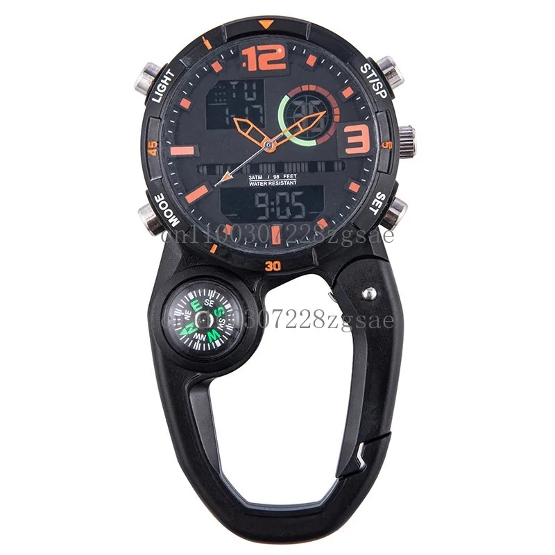 Old keychain hanging watch mountaineering hanging watch waterproof accessories compass round screen backpack outdoor