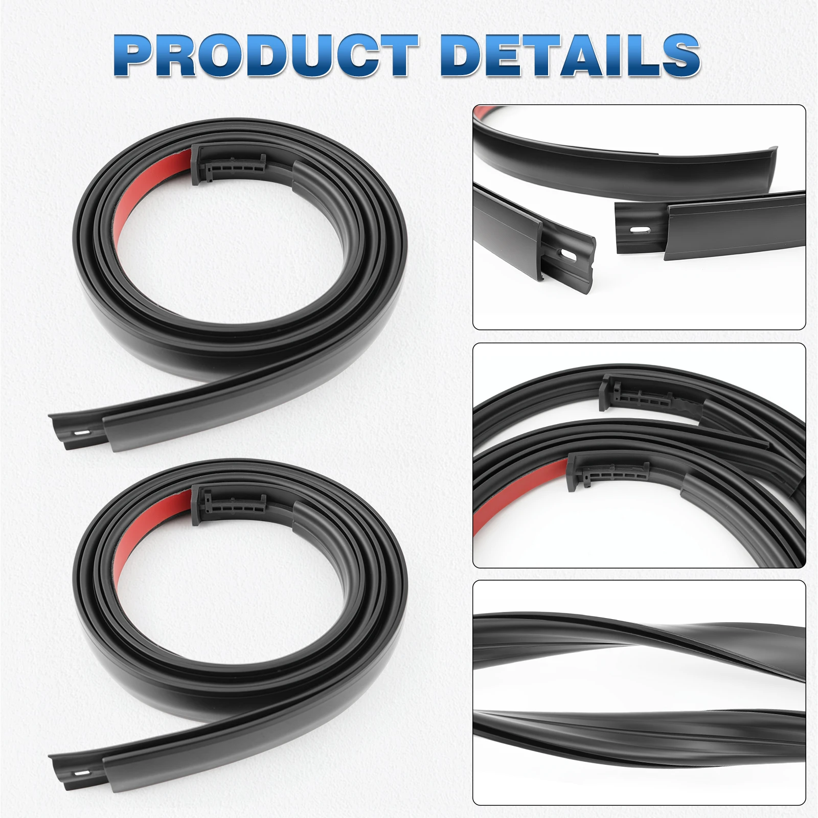 Left Right Car Roof Drip Finish Moulding Seal Strips Rubber Black for Toyota Tundra Double Cab 2007-2020 755510C050 755520C050