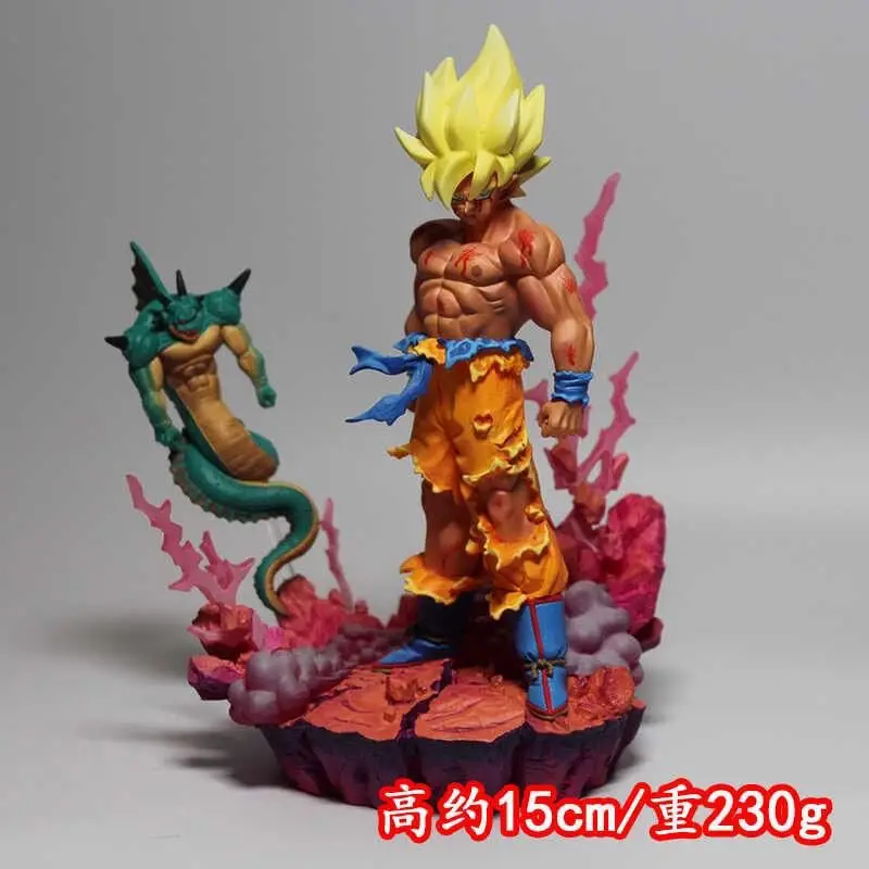 Dragon Ball Anime Periférico Gk Feito à Mão Super Saiyan Batalha Danos Son Goku Divino Dragão Cena Ornamento Presente