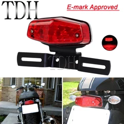 Vintage Lucas Style LED Tail Light W/ License Plate Holder Brake Stop Lamp Taillight For Bike Harley Scrambler Cafe Racer XS650