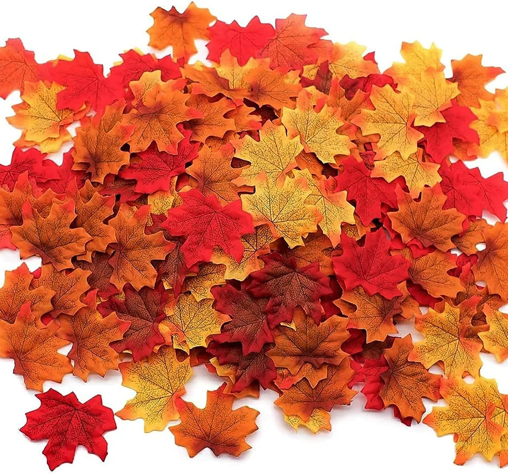 Yannew 500pcs Artificial Fall Maple Leaves Silk Leaf for Craft DIY Thanksgiving Wedding Party Decoration Autumn Home Table Decor