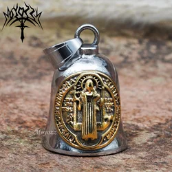 Saint St Benedict Medal Crucifix Cross Exorcism Motorcycle Biker Bell Hanger Lucky Guardian Bell & FREE Bell Hanger