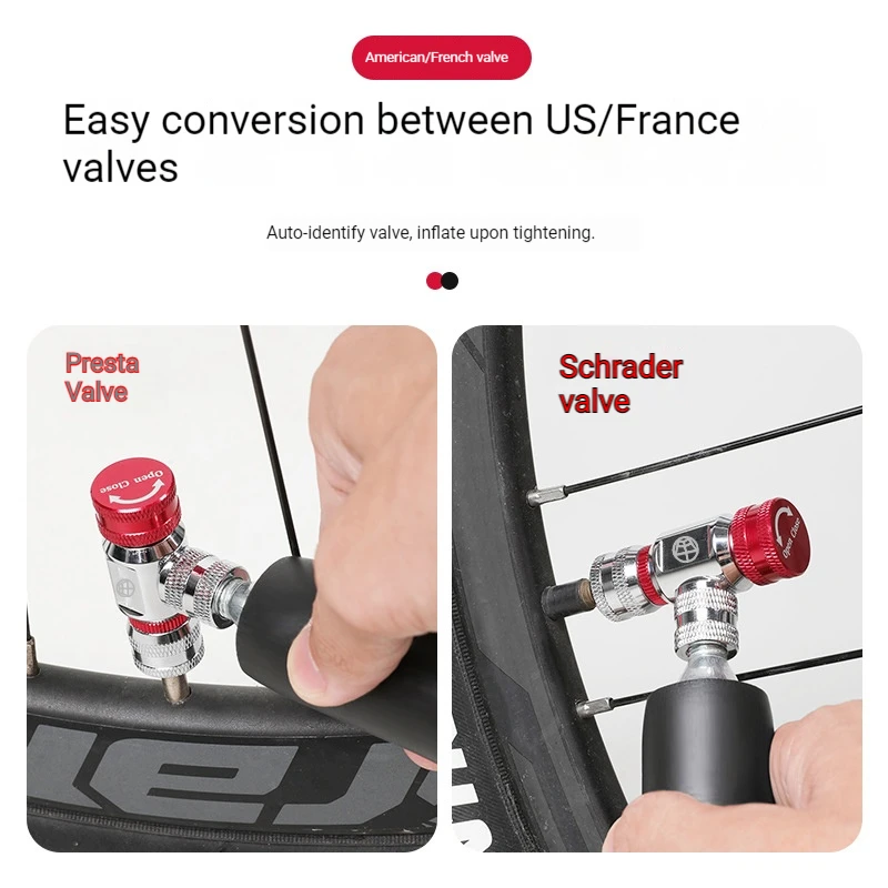 OFFBONDAGE Mini Bicycle CO2 Pump Portable Tire Inflator Schrader Presta FV Adapter MTB Road Bike Aluminum Alloy Automatic Pump