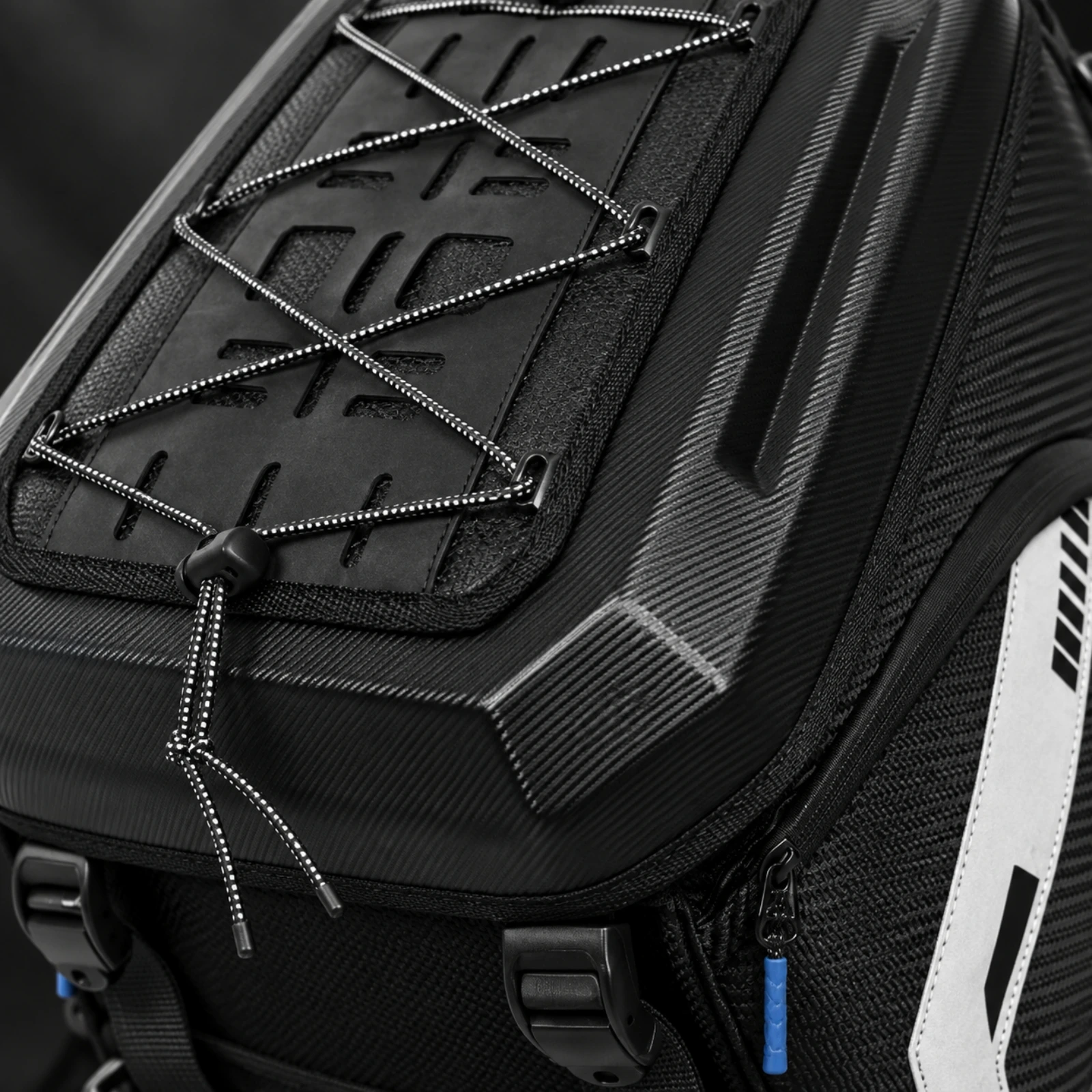 35-Liter Motorcycle Rear-Seat Storage Bag Reflective Motorcycle Tail Bag with Hard-Shell Top Spacious Large Capacity