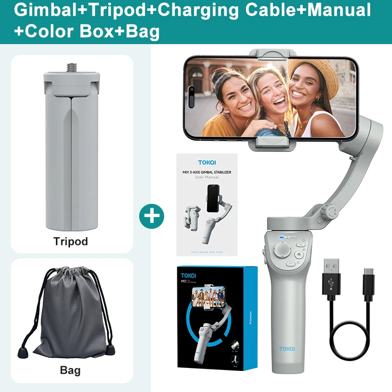 TOKQI M01 3軸ジンバル スマホ用 手ブレ補正