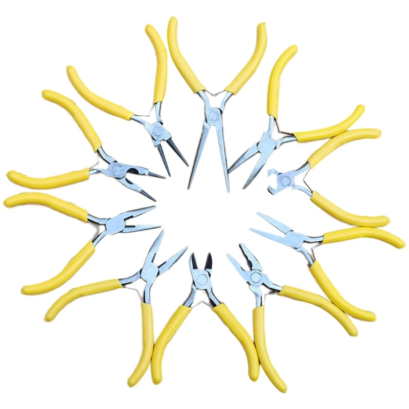 

10 шт./компл. плоскогубцы для ювелирных изделий, многофункциональный ручной инструмент, оборудование с изогнутым носом, режущие