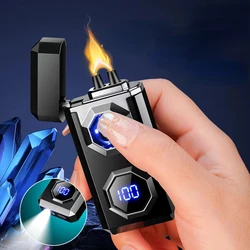 Big Flame Electric Arc, Metal Lighter Windproof ,LED Lighting Power Display,Ignition Display,Fast Charge,Ignition Gadgets