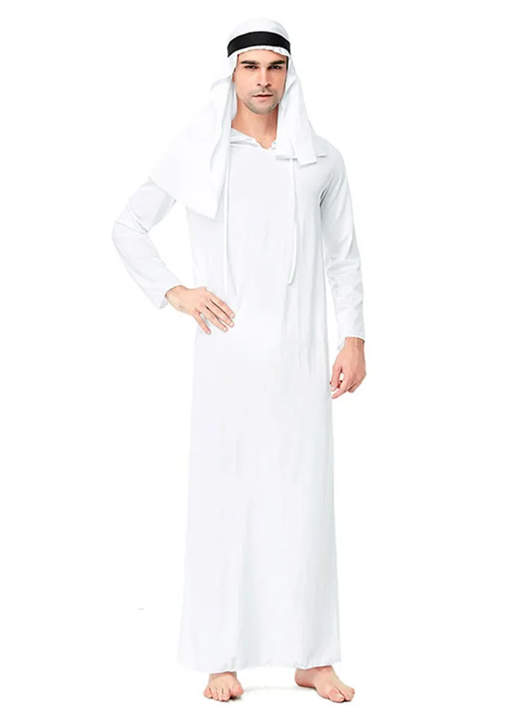 Príncipe árabe loween traje médio oriente longo robe palco desempenho ano final ow outfit poliéster senhoras roupas étnicas