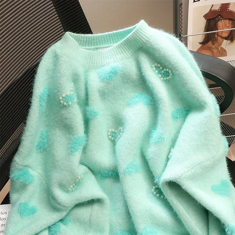 

Весенне-осенняя свободная вязаная женская одежда, новый милый женский свитер, пуловер, верхняя одежда, трикотаж, джемпер, зимние женские топы