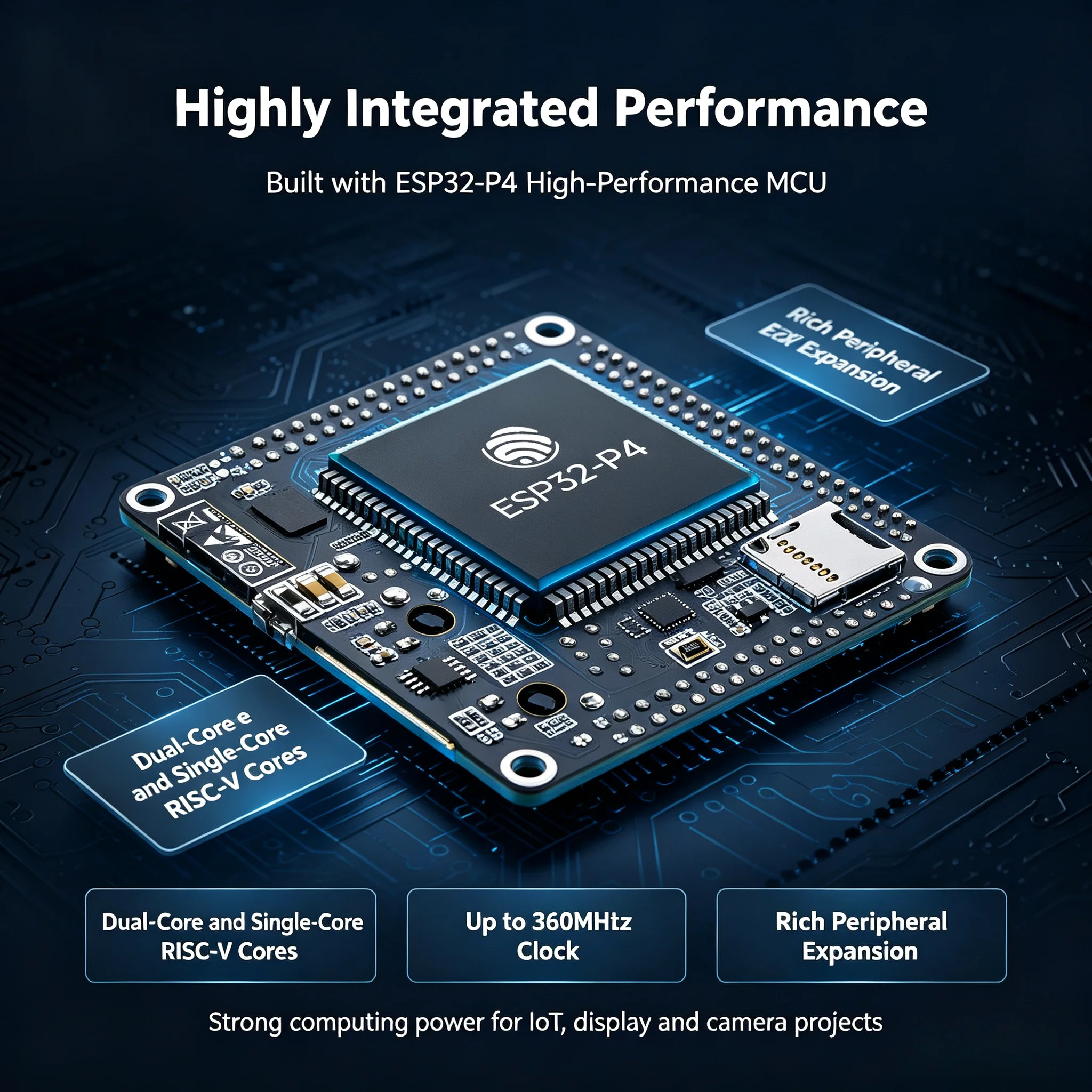 ESP32-P4-NANO Board WiFi 6 Bluetooth 5 BLE PoE Camera Display Screen