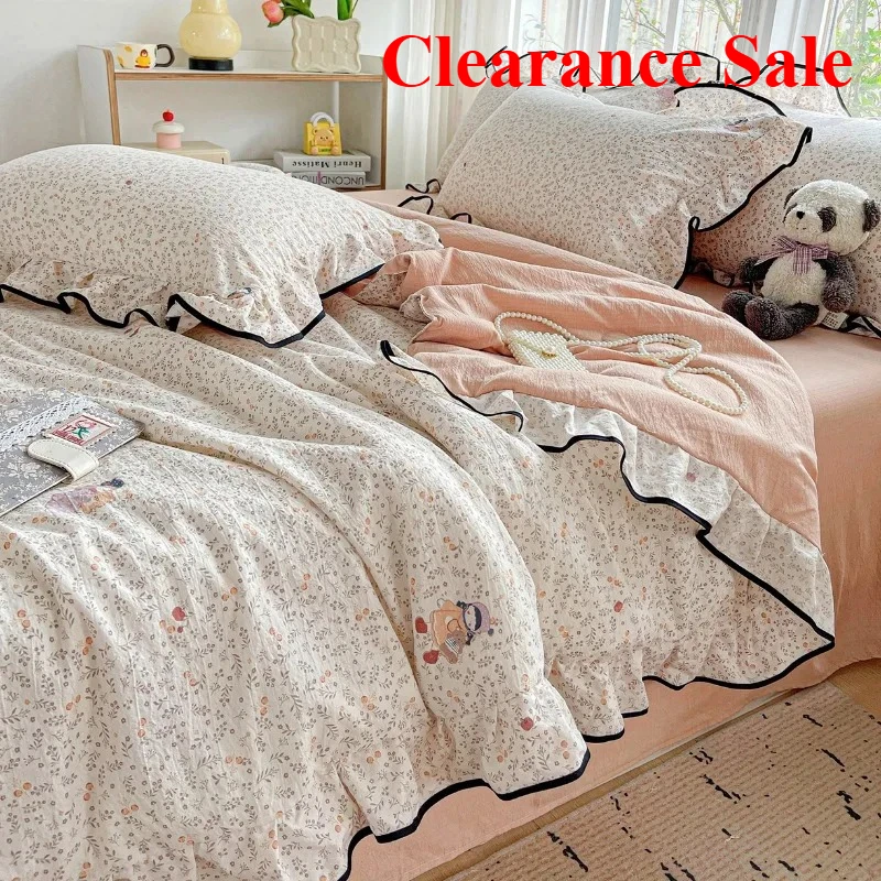 

New Kapok wrinkled double-layer yarn ruffle leaf edge summer quilt four-piece set washing machine washing air conditioner quilt