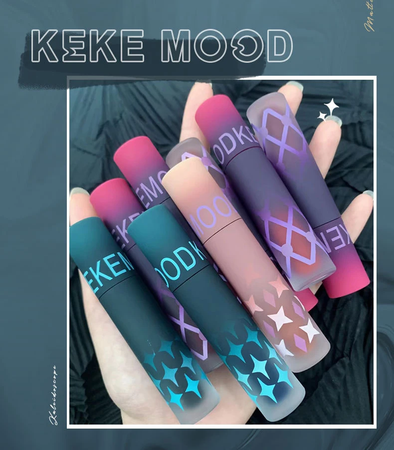 Matte Dark Red Lip Makeup Matte Black Brown Black Blue Gothic Velvet Lip Gloss Waterproof Moisturize Non-stick Cup Lipstick Tint