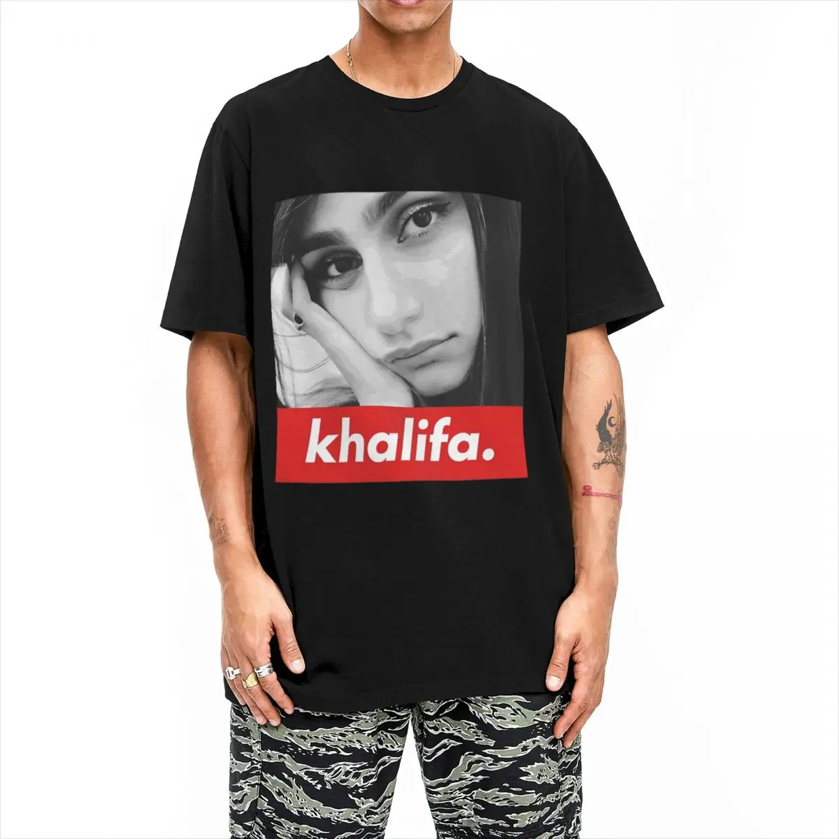 Novelty Mia Khalifa T Shirt Unisex Crewneck Short Sleeve Tops Cotton Tops