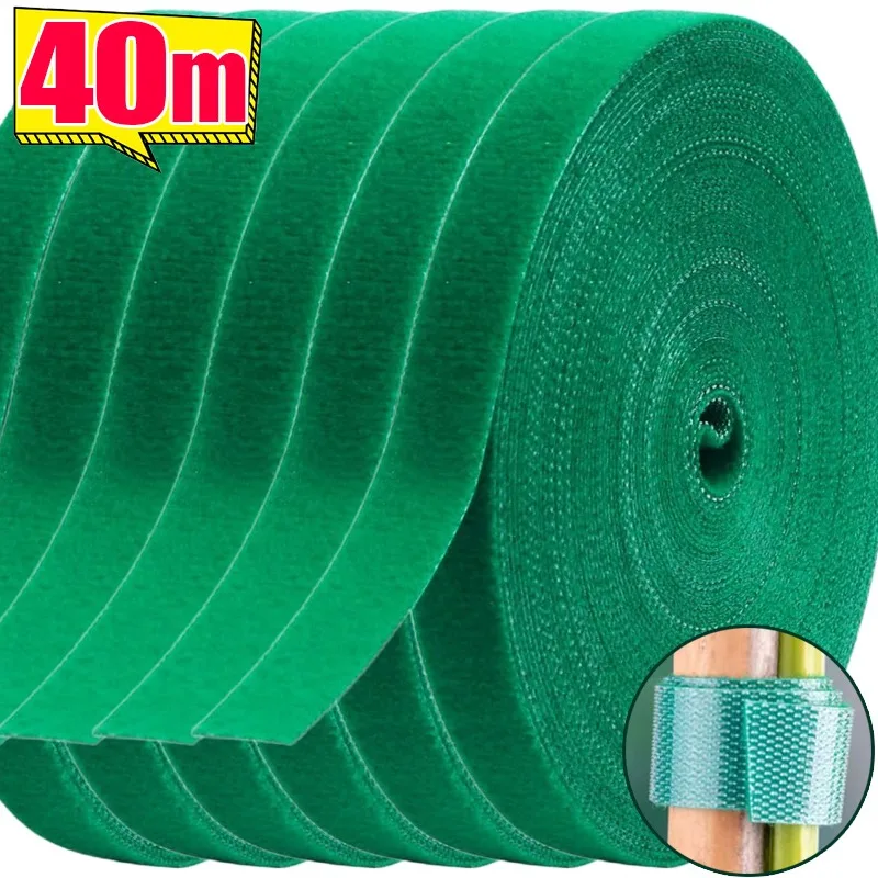 40/2m Self Adhesive Plant Ties Nylon Cable Ties Adjustable Bandage Hook for Garden Support Vines Cable Tie Fastener Tape Strip