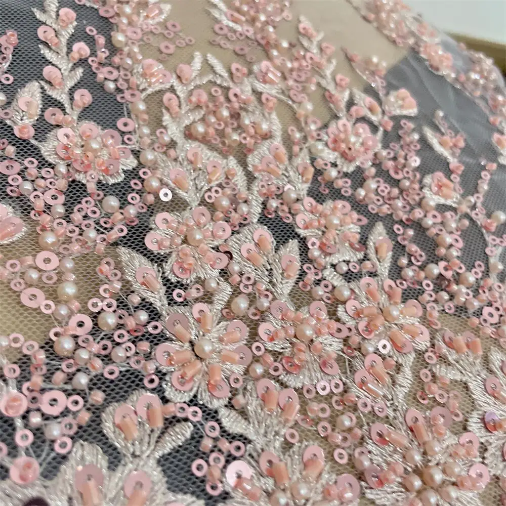10 Farben 3D Perlen Spitzenstoff Glänzende Pailletten Hochzeitskleid Braut Hochzeitskleid DIY Dekorativer Stoff Spitze RS4876 – Detail 9