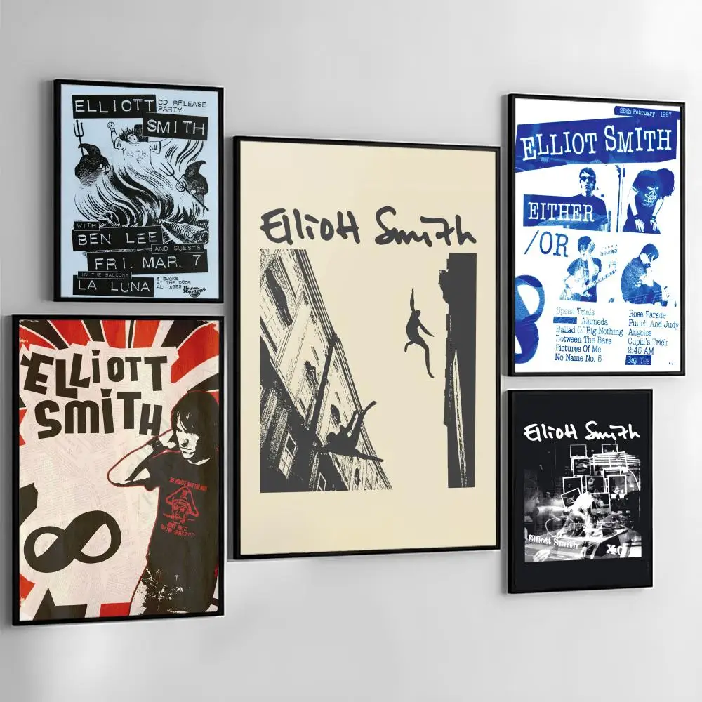 Cool E-elliott S-smith Poster Decorative Wall Art Stickers Mural Photo Print for Home Living Room Hallway Decor