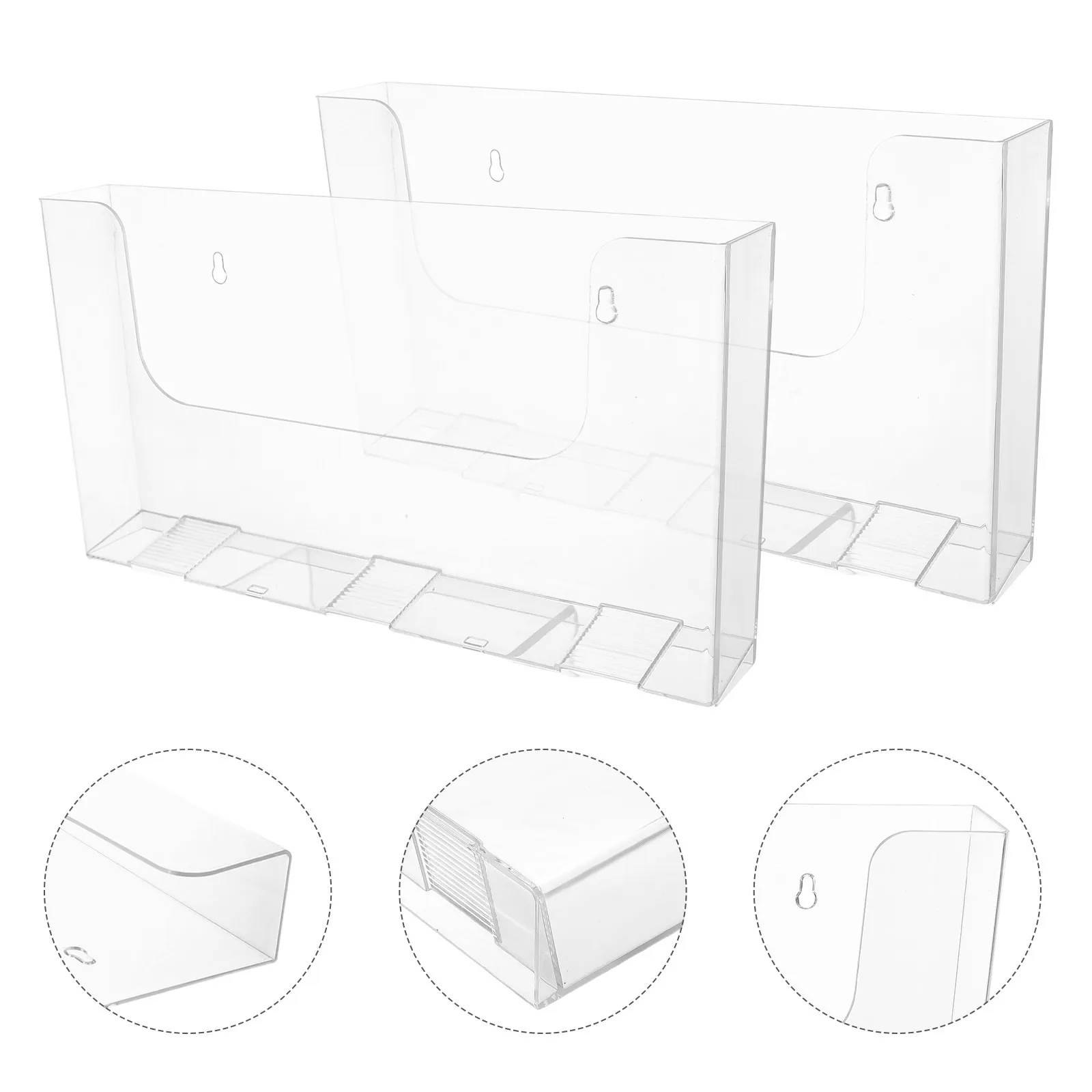 2Pcs Acrylic Wall File Holder Organizer Mounted Magazine Clear Document Paper Storage Office School