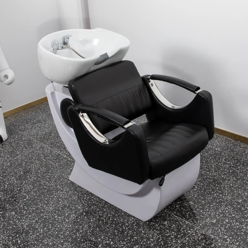 Barber Shop Recliner Shampoo Chair Hair Wash Ergonomics Comfort Hairdressing Shampoo Chair Luxury Massageador Furniture QF50SC