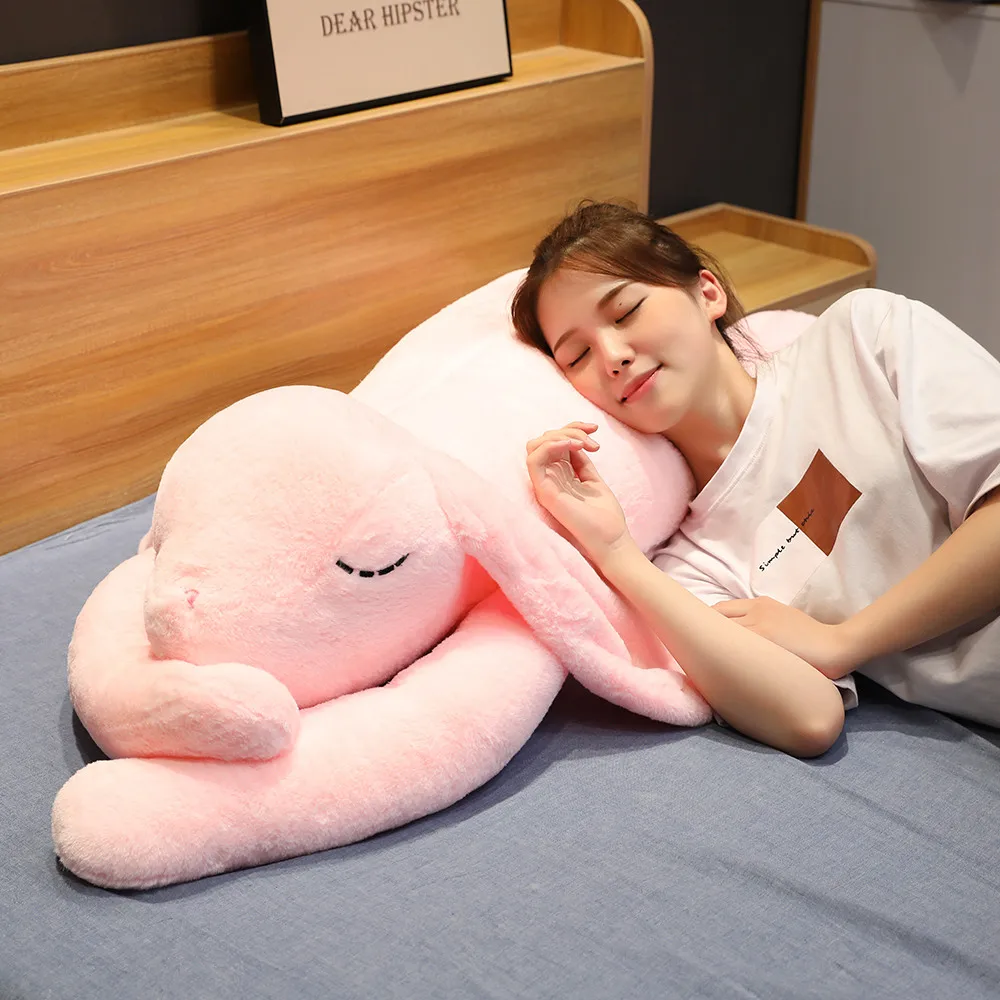 Export Korea Giant Plush Bunny Toy 90cm-120cm Soft Cartoon Big Long Ear Rabbit Hug ToyCushion  Rabbit Stuffed Pillow Girl