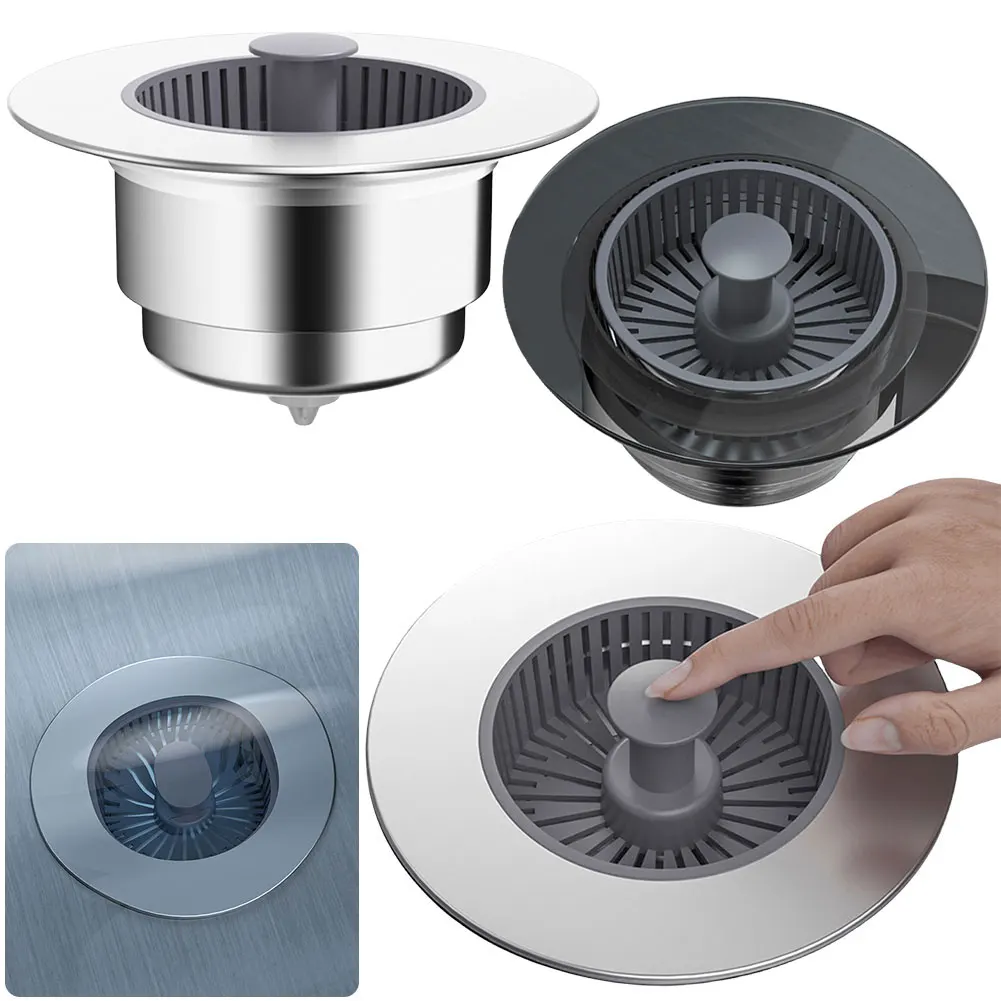 

3 In 1 Pop Up Sink Stopper Anti-Clogging Basket Strainer Stopping Blockage Bouncing Core Home Kitchen Bathroom Supplies