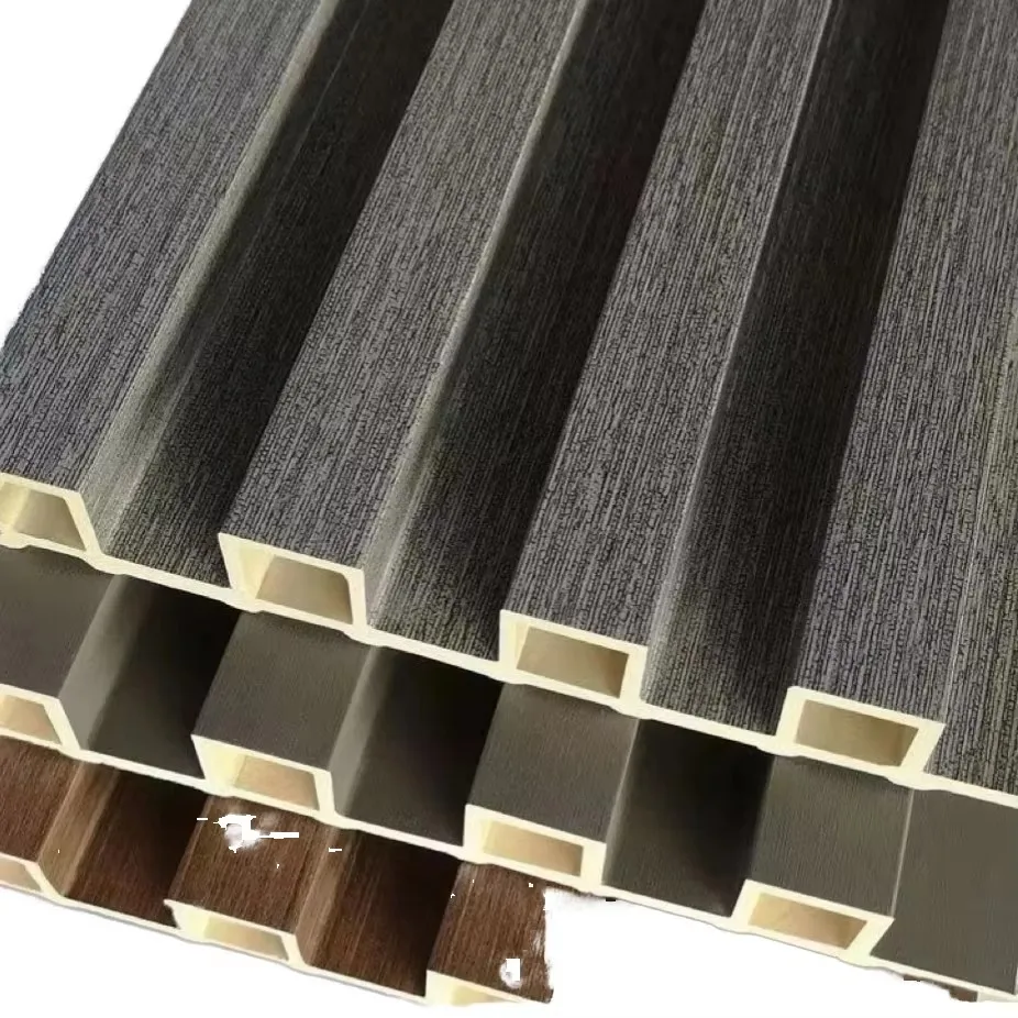 2026 Wood Plastic Wpc Fluted Laminated Decoration Timber Cladding Wpc Interior Indoor Hollow Water-proof Wpc Wall Panel Led Ligh