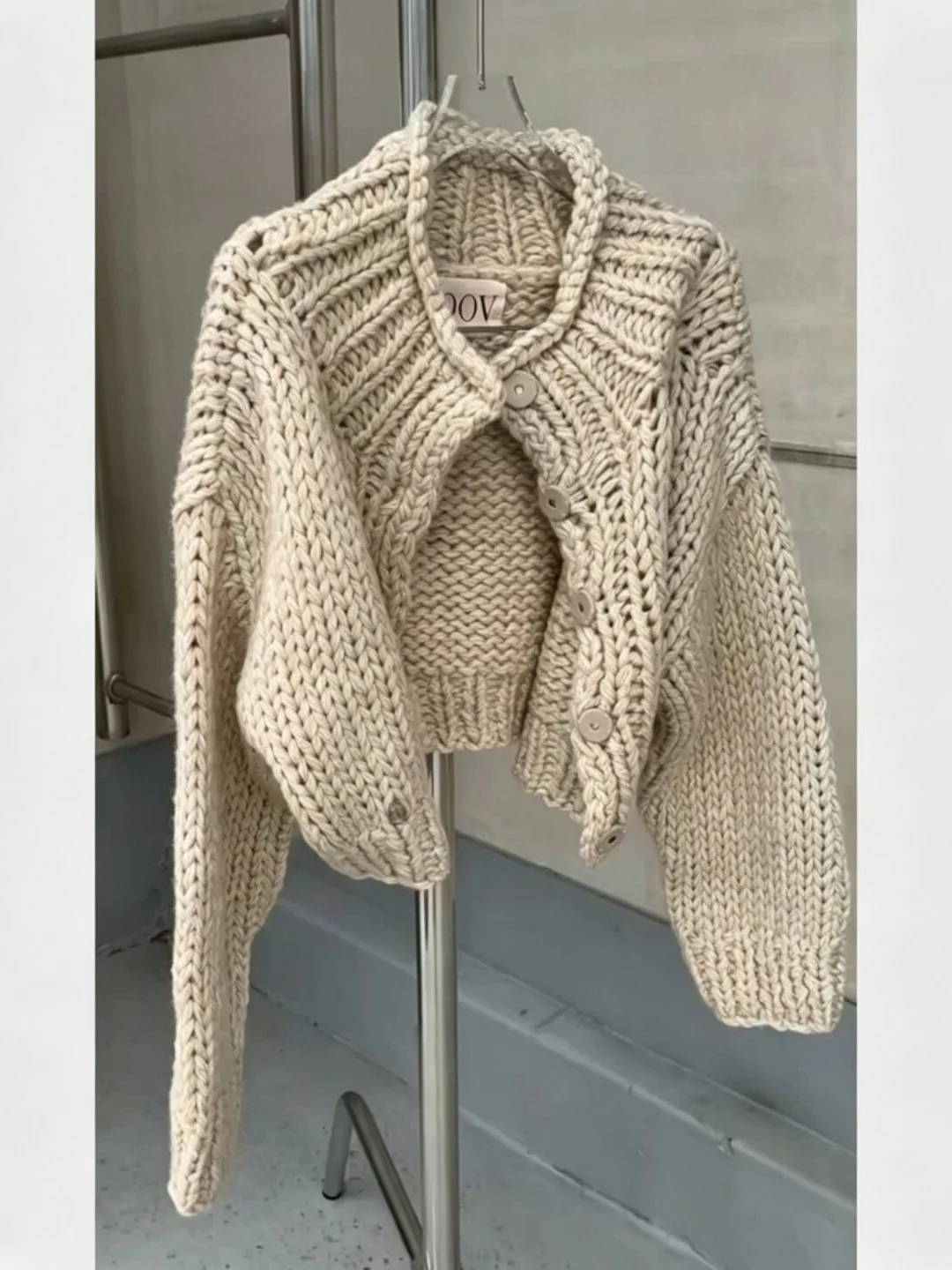 Loose Knitted Outerwear in Apricot Trendy Korean Style Fashionable Versatile Open Cardigan Top for Early Autumn 2026