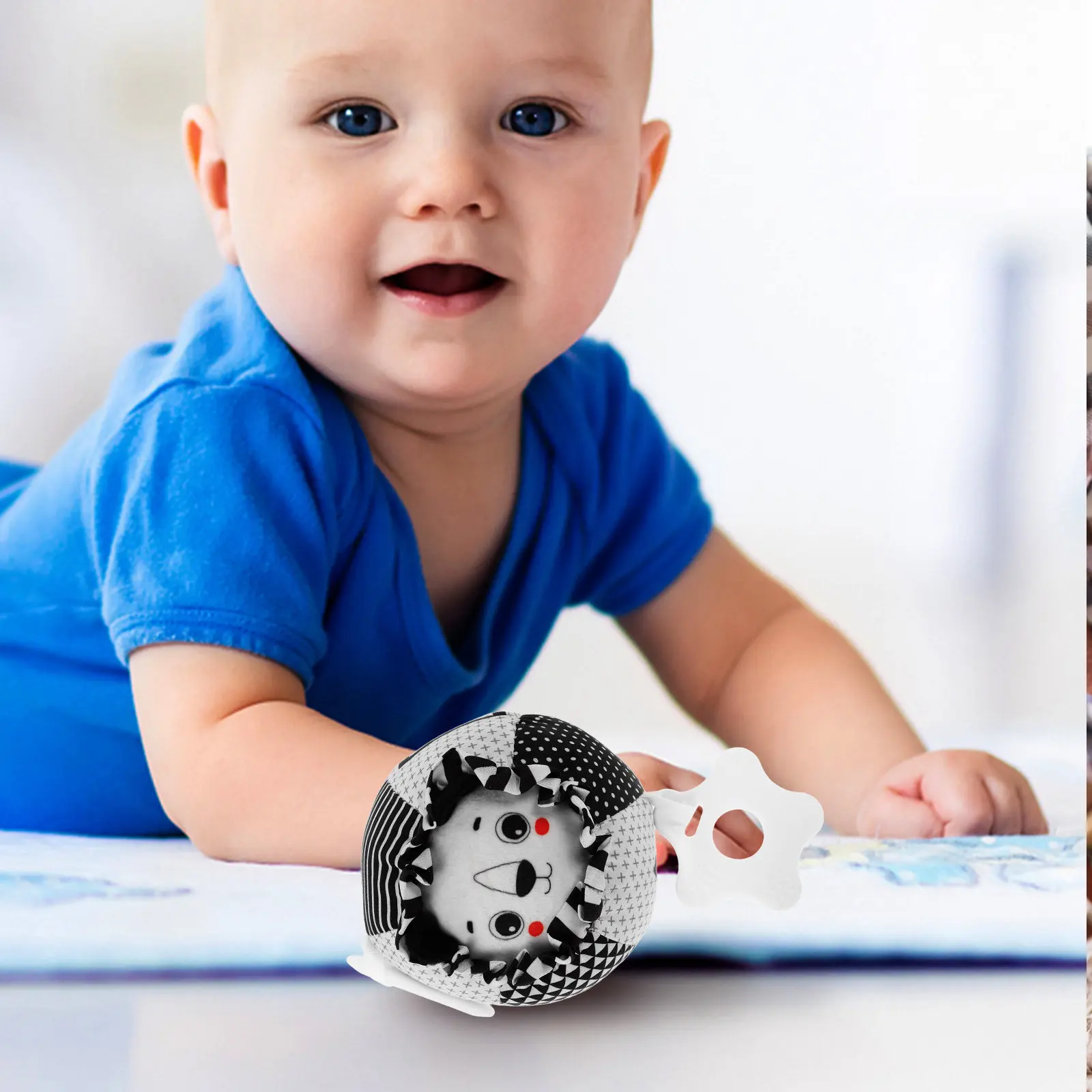 

Baby Early Education Hand Grasp Ball Soft Fabric Sensory Multi Texture for Tummy Times Stroller High Chair Teething Relief