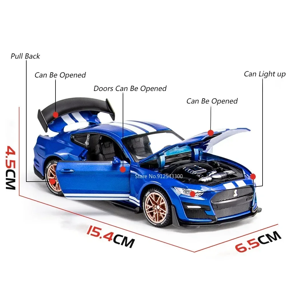 Maßstab 1:32 Ford Mustang Shelby GT500 Spielzeugautomodell Legierung Druckguss Sound Licht Zurückziehen Fahrzeugmodelle Kinder Weihnachtsgeschenke