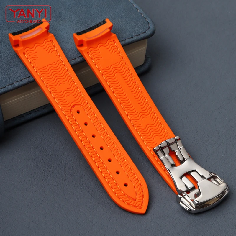 Rubber Watch Strap for omega moonwatch watch band 20mm 21mm 22mm silicone watchband folding clasp Curved end wristwatches belt