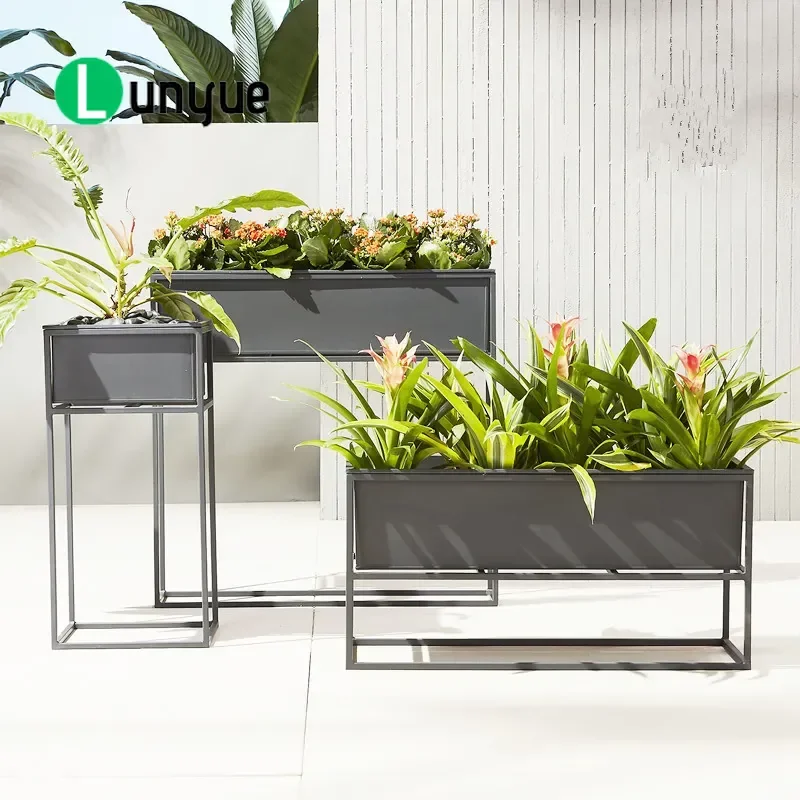Nordic Wrought Iron Floor to Ceiling Flower Stand Square Partition Planter Box for Living Room Small Apartment Green Pothos