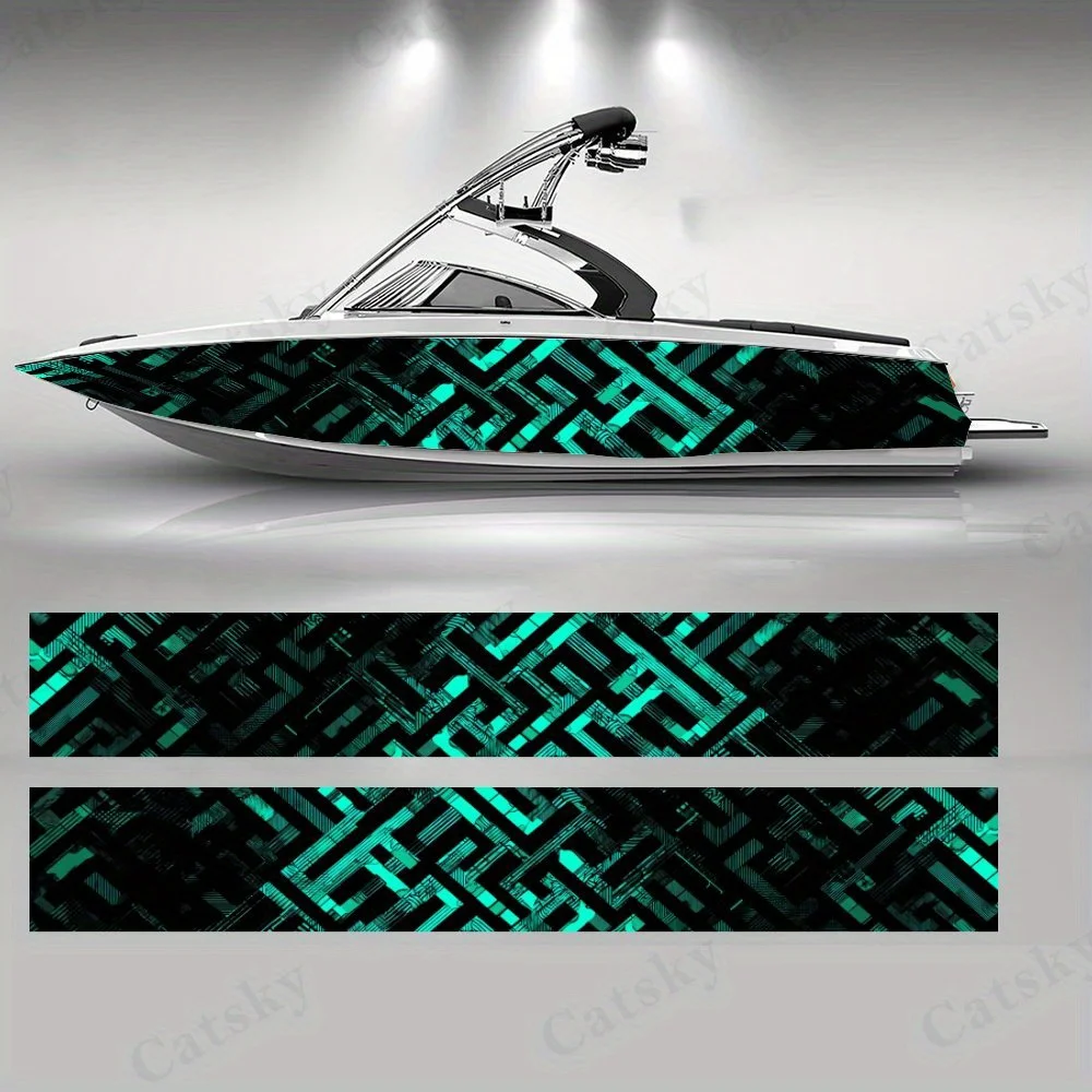 Cyber Maze  Boat sticker vinyl ship pontoon deck Boat fishing decorative pontoon boats decal