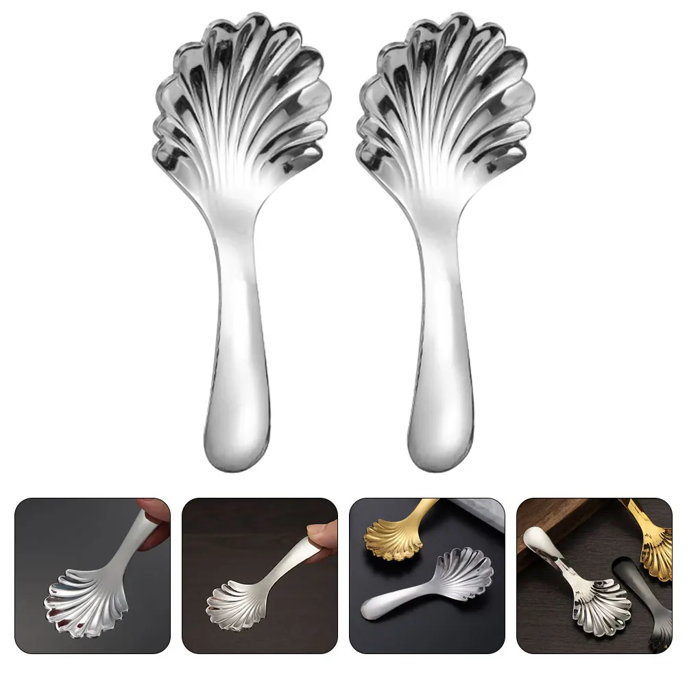 

2Pcs Teaspoon Small Vintage Spoons Stainless Sugar Metal 304 Thickened Smooth Edge Kitchen Barware