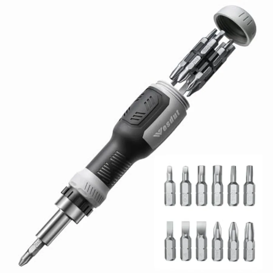 13-in-1 Ratchet Screwdriver Set Tool All in One, [Built to Last] Multi Screw Driver Set Kit, Flat Head, Philips, Torx, Hex, Squ