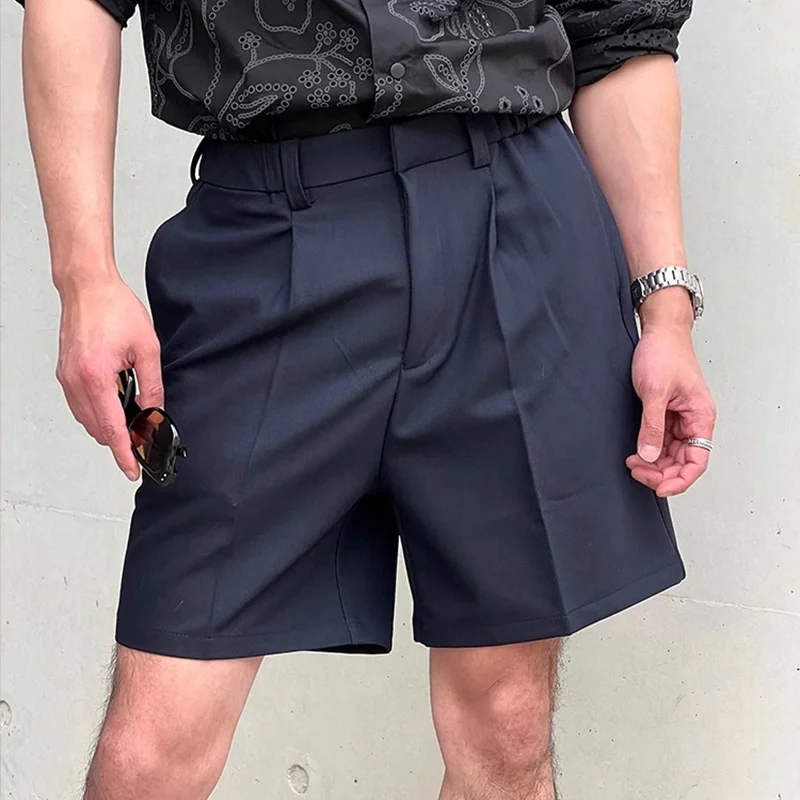 Extra Large Size 140kg Summer Mature Style Outfit Simple Loose Breathable Single Pleat Casual Shorts Dress Pants Men 2