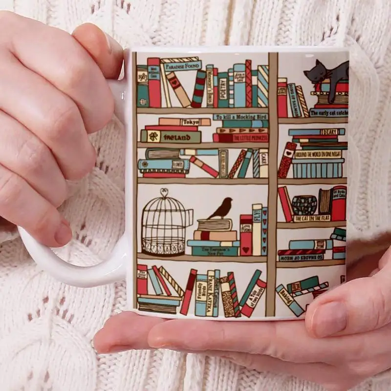 Book Coffee Mug Ceramic Bookish Coffee Mug Reading Cup Library Bookshelf Mug Book Coffee Mug Book Club Cup For Family Friends