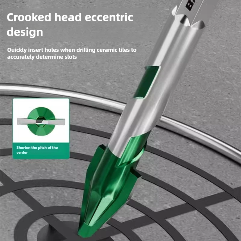 BaoLian Эксцентриковые спиральные сверла Наборы высокопрочных сверл 6 мм/8 мм/10 мм/12 мм Металлические спиральные сверла для стекла/плитки/дерева