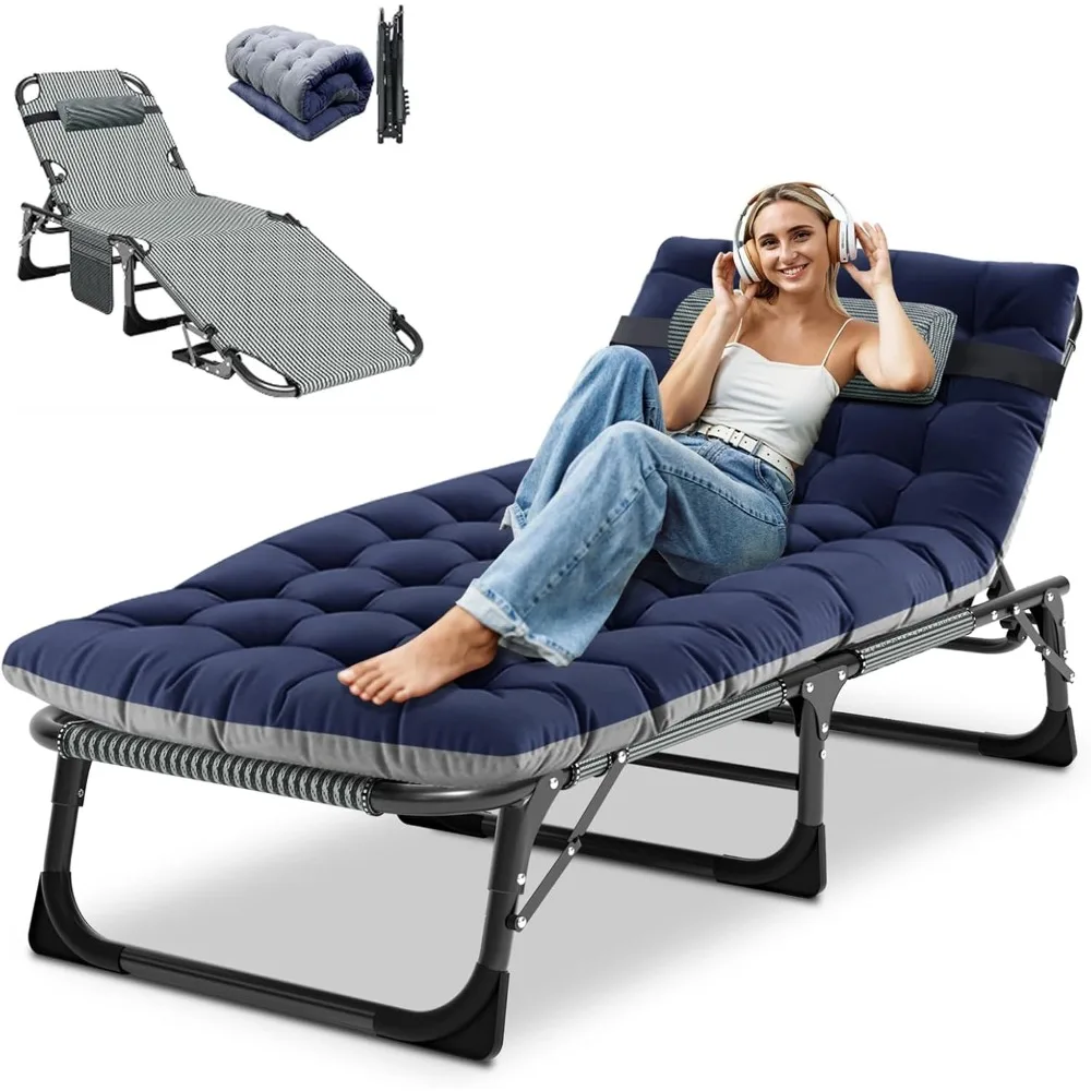 

Folding Chaise Lounge Chair, Folding Cot, 5-Position Adjustable Heavy Duty Patio Chaise Lounges for Outside, Poolside