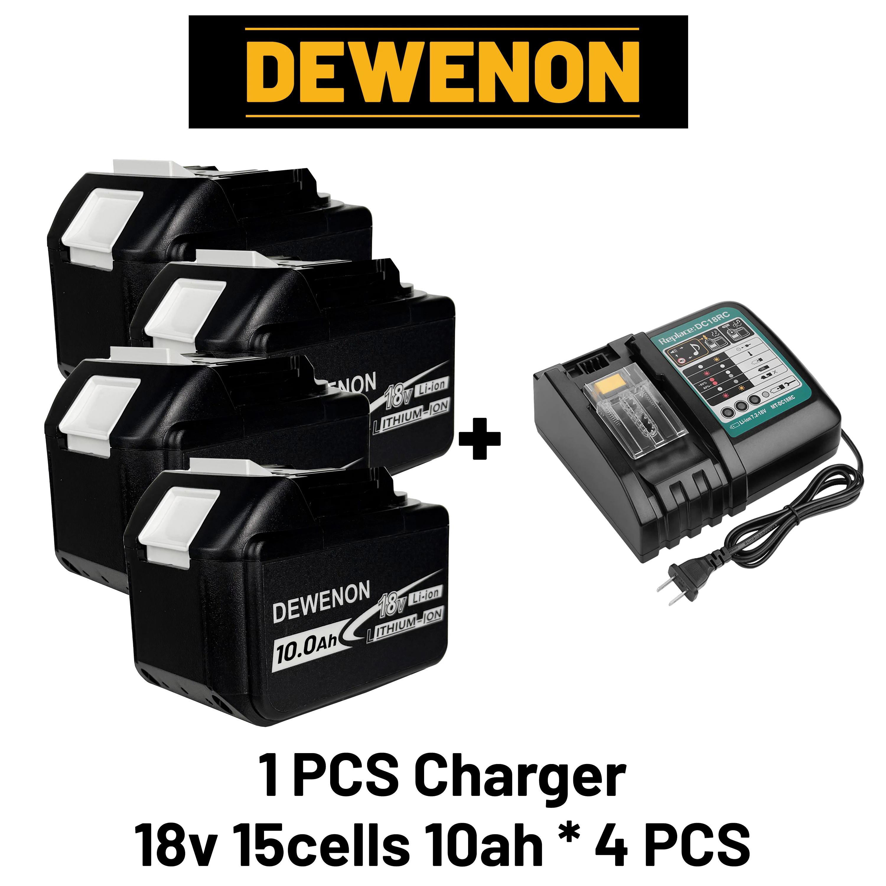 

DEWENON for makita BL18100 18V 10Ah original battery BL1860 BL1850B tool battery compatible For Makita 18 Volt wireless grinder