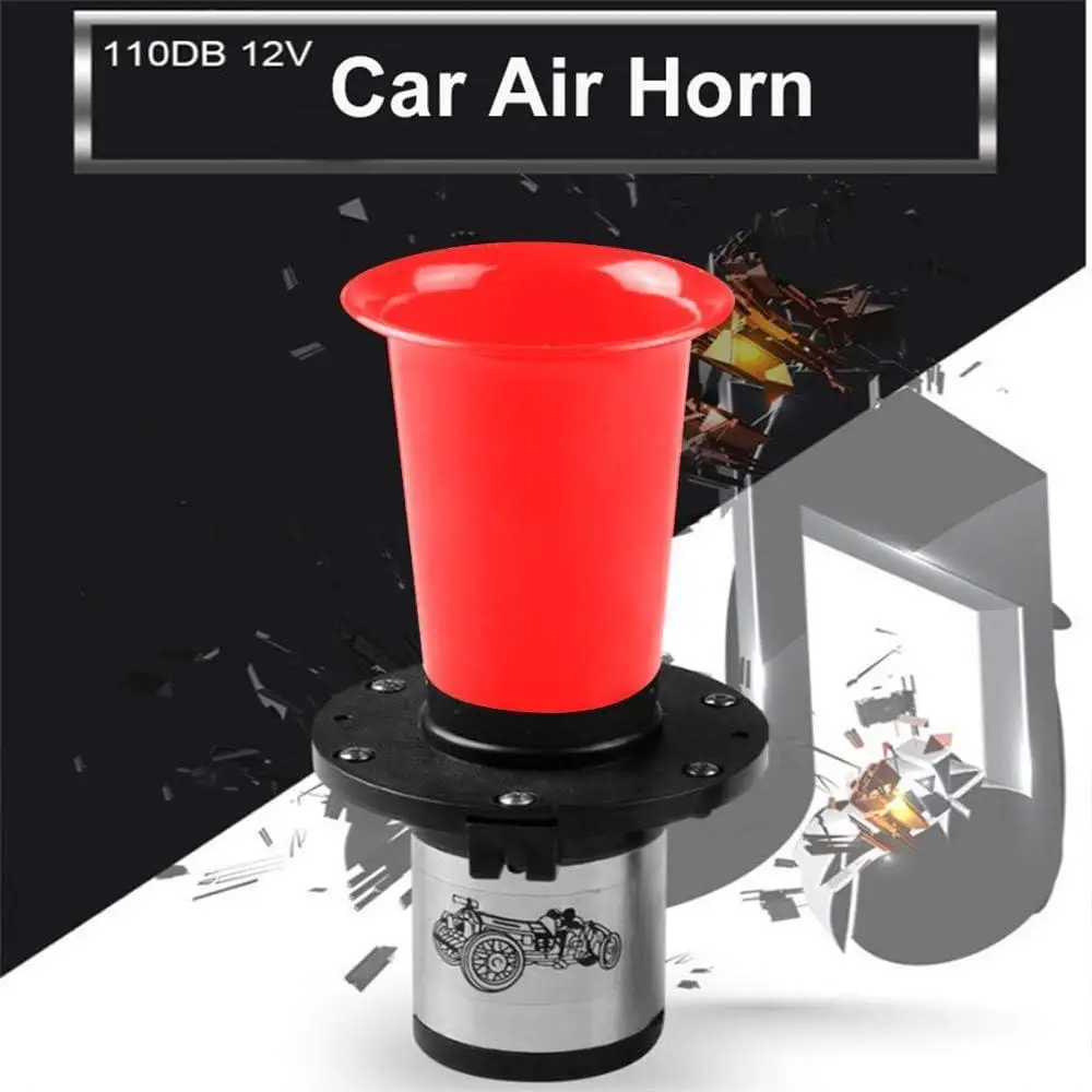 1Pcs Universal Cow Horn Black Retro Trumpet Vintage 12v 110db Horn Antique Vintage Car Horn Car Speaker Brake System Auto Parts