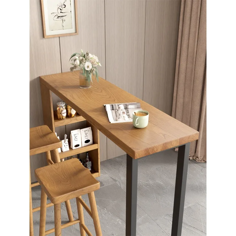 Solid wood against the wall Bar table Living room Balcony Partition cabinet Integrated household high table Window casual long t